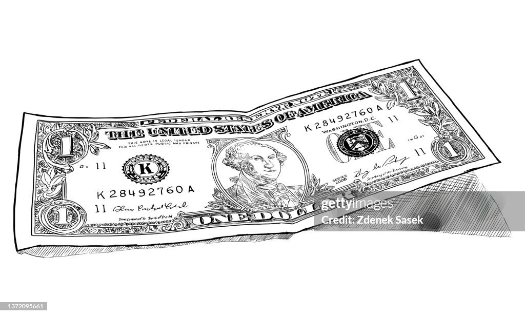 Bill Note Drawing Vector Drawing Of One Dollar Bill Or Banknote High-Res Vector Graphic ...