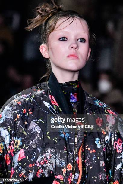 Model walks the runway during the Preen by Thornton Bregazzi Ready to Wear Fall/Winter 2022-2023 fashion show as part of the London Fashion Week on...