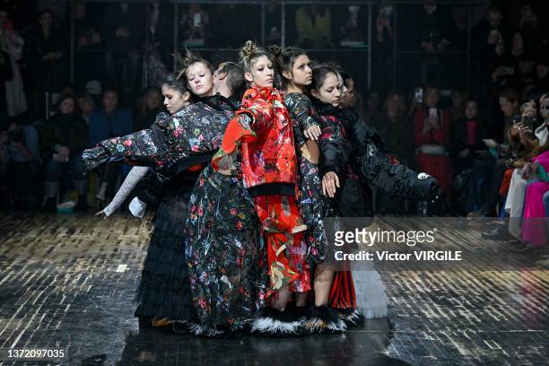 Model walks the runway during the Preen by Thornton Bregazzi Ready to Wear Fall/Winter 2022-2023 fashion show as part of the London Fashion Week on...