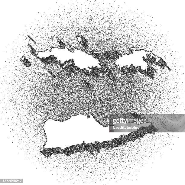 stippled u.s. virgin islands map - stippling art - dotwork - dotted style - virgin islands stock illustrations