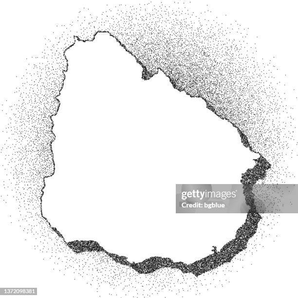 stippled uruguay map - stippling art - dotwork - dotted style - uruguay stock illustrations