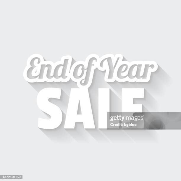 end of year sale. icon with long shadow on blank background - flat design - the end stock illustrations