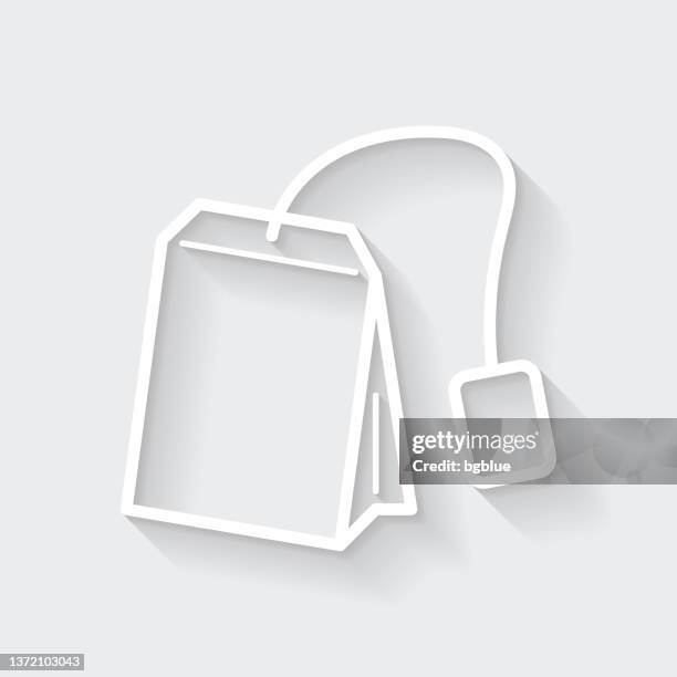 tea bag. icon with long shadow on blank background - flat design - paper tea bag stock illustrations