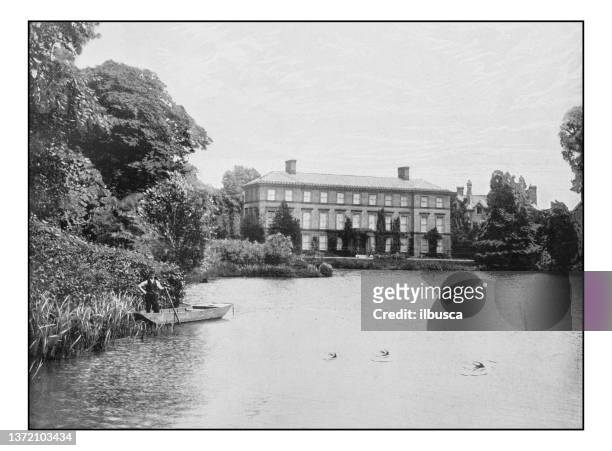 stockillustraties, clipart, cartoons en iconen met antique london's photographs: kew gardens - richmond upon thames