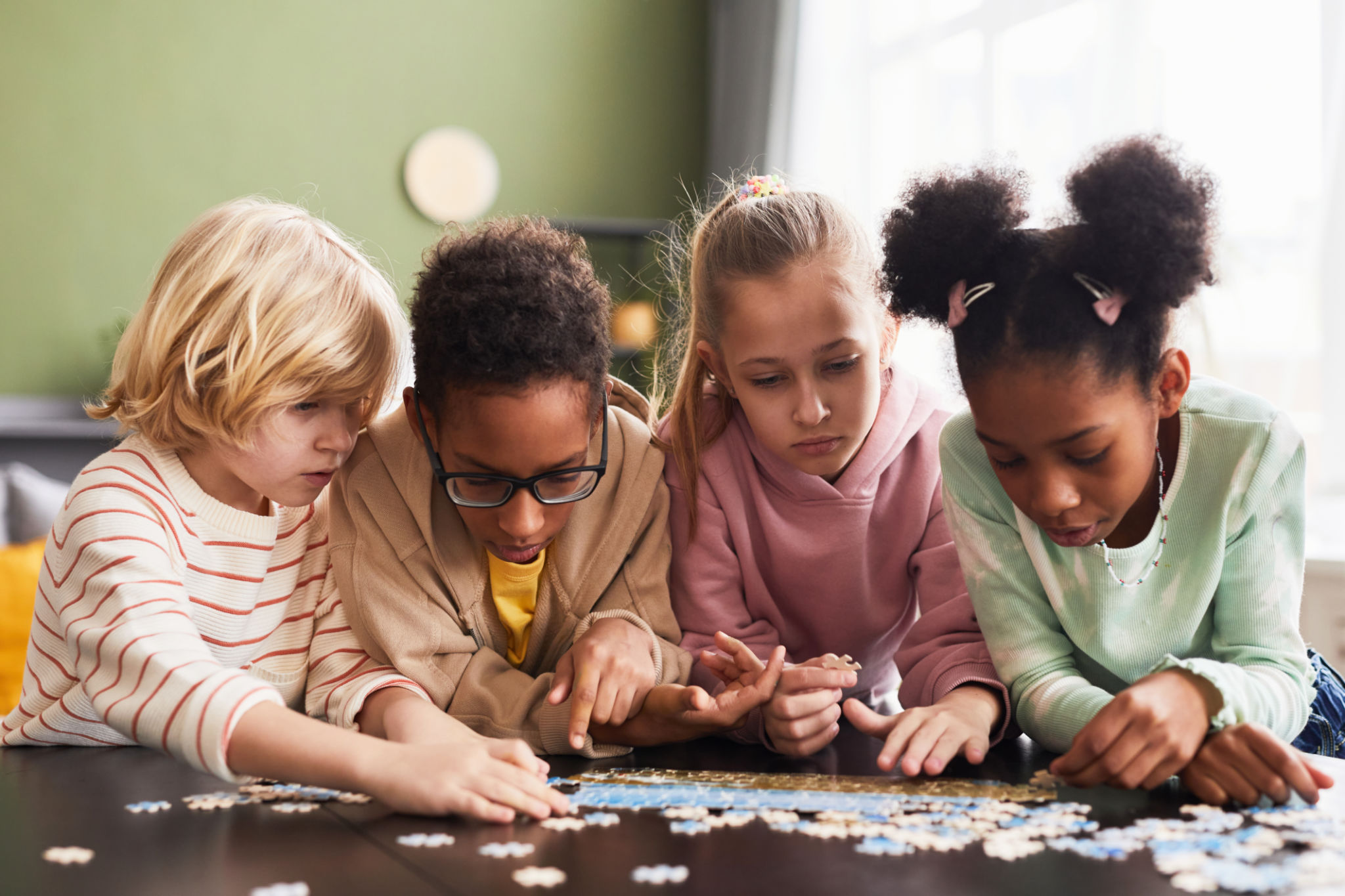 students solving puzzles