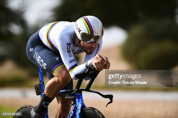 Filippo Ganna of Italy and Team INEOS Grenadiers sprints during the 4th UAE Tour 2022 - Stage 3 a 9km Individual Time Trial stage from Ajman to Ajman...