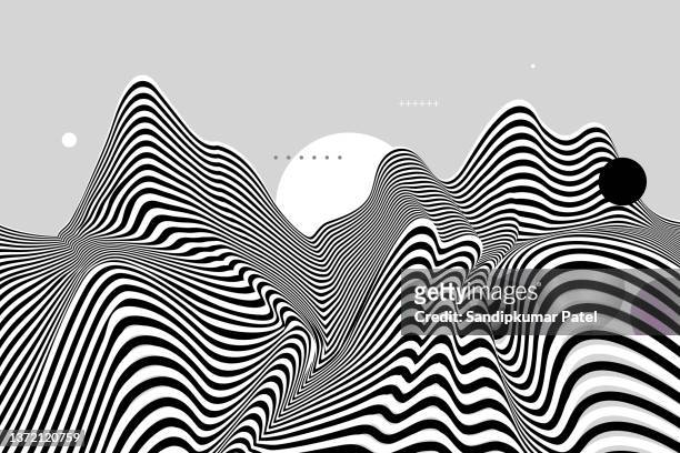 bildbanksillustrationer, clip art samt tecknat material och ikoner med landscape background. terrain. black and white background. - optical illusions