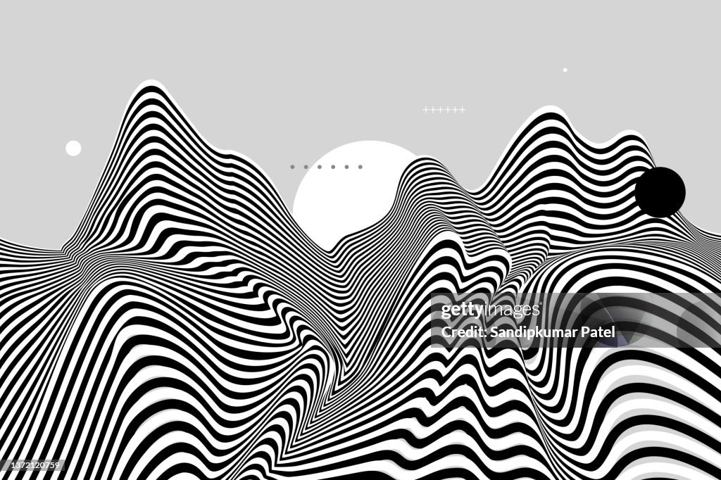 Landscape background. Terrain. Black and white background.
