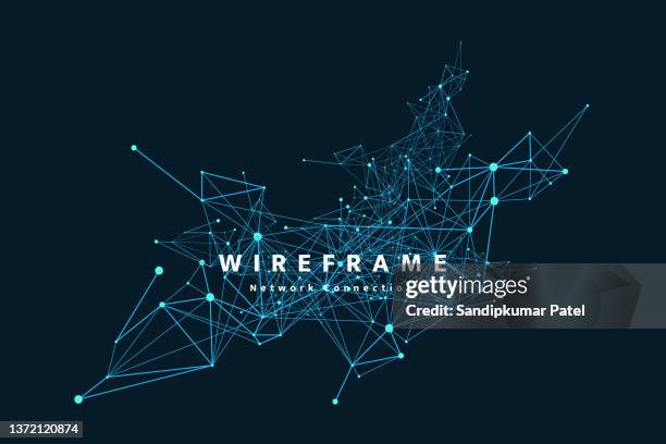 bildbanksillustrationer, clip art samt tecknat material och ikoner med 3d connection structure. futuristic technology style. - wireframe