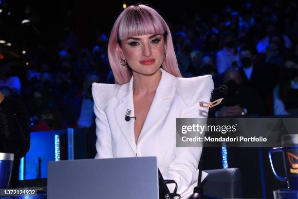 Italian singer Arisa during the tv broadcast Il Cantante Mascherato at Rai Auditorium of the Foro Italico. Rome , February 18th, 2022