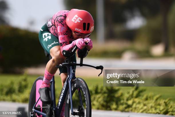 Stefan Bissegger of Switzerland and Team EF Education - Easypost sprints during the 4th UAE Tour 2022 - Stage 3 a 9km Individual Time Trial stage...