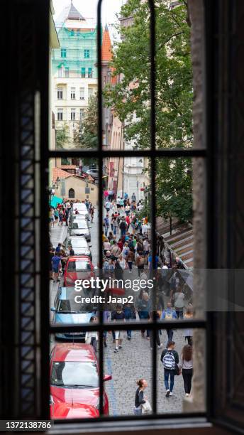 tourism in the josefov, the jewish quarter of the old town of prague (2018) - stained glass czech republic stock pictures, royalty-free photos & images