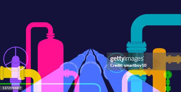 stockillustraties, clipart, cartoons en iconen met gas pipeline - oil flow