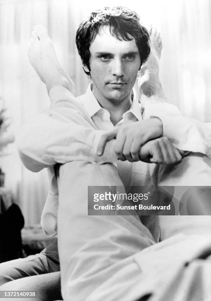 British actor Terence Stamp on the set of the film “Theoreme” directed by Pier Paolo Pasolini.