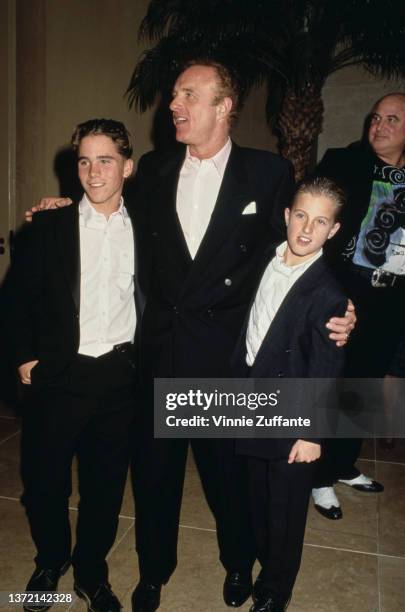 Actor James Caan, Scott Caan and family attend the premiere of "Misery" at Mann Village Theater in Westwood, California, US, 29th November 1990.