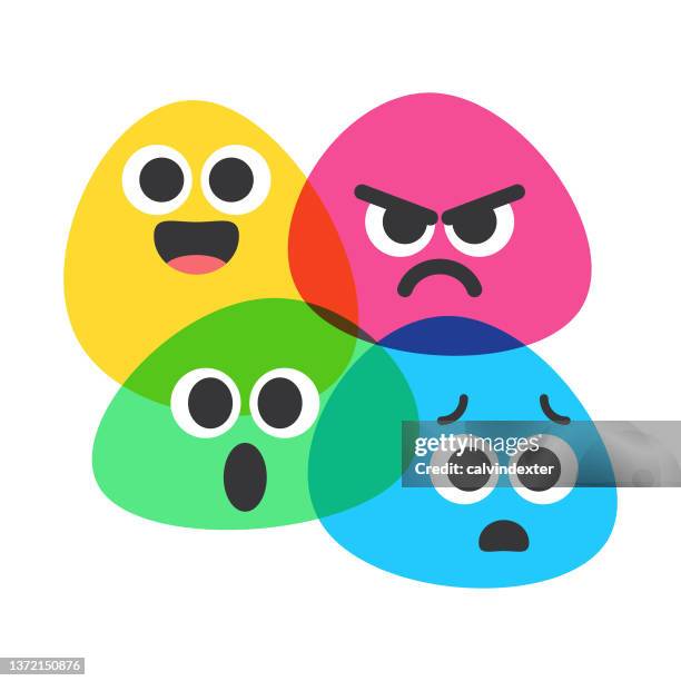emoticons basic human emotions - love hate relationship stock illustrations