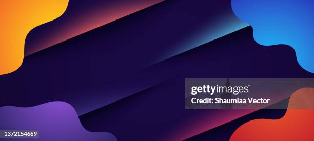 abstract multi colored gradient fluid background with wavy paper cut layers - water bubbles black stock illustrations
