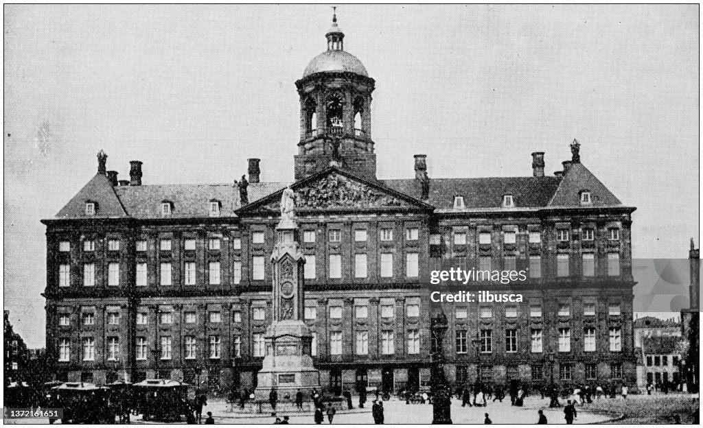 Antique photo: Royal Palace in Amsterdam