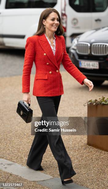 Catherine, Duchess of Cambridge visits the Copenhagen Infant Mental Health Project at the University of Copenhagen on February 22, 2022 in...