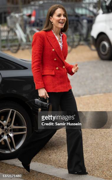 Catherine, Duchess of Cambridge visits the Copenhagen Infant Mental Health Project at the University of Copenhagen on February 22, 2022 in...