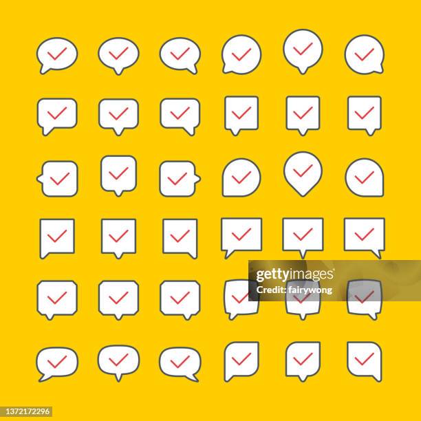 checking bubble icon - receiving feedback stock illustrations