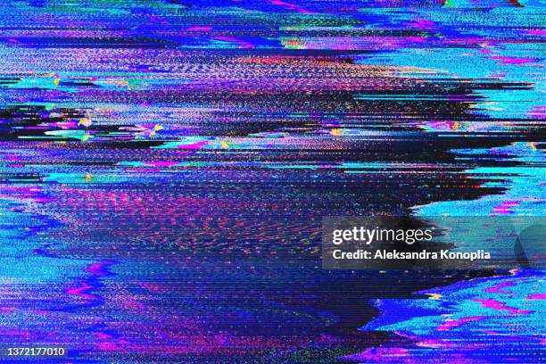motion glitch interlaced multicolored distorted textured futuristic background - cyber crime 個照片及圖片檔