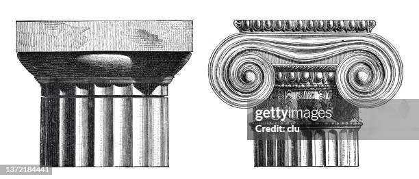 dorische und ionische hauptstädte - ionisch stock-grafiken, -clipart, -cartoons und -symbole