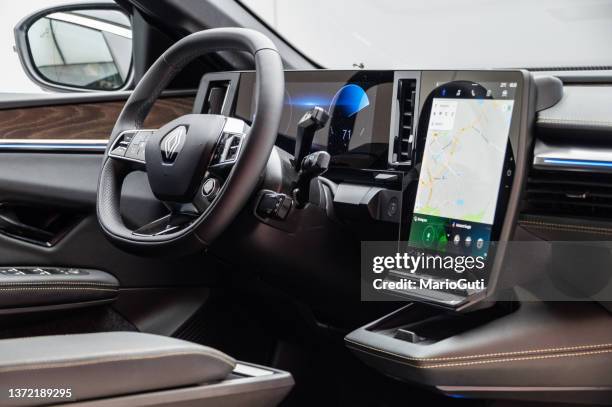 renault e-tech electric interior - tesla interior stock pictures, royalty-free photos & images