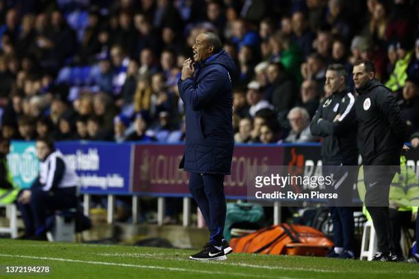 Paul Ince, Manager of Reading gives instructions during the Sky Bet Championship match between Reading and Birmingham City at Madejski Stadium on...