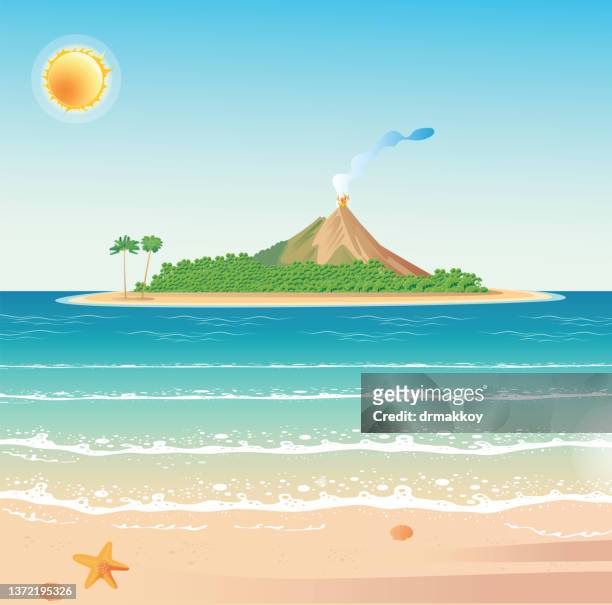 volcanic, tropical island - volcanic landscape stock illustrations