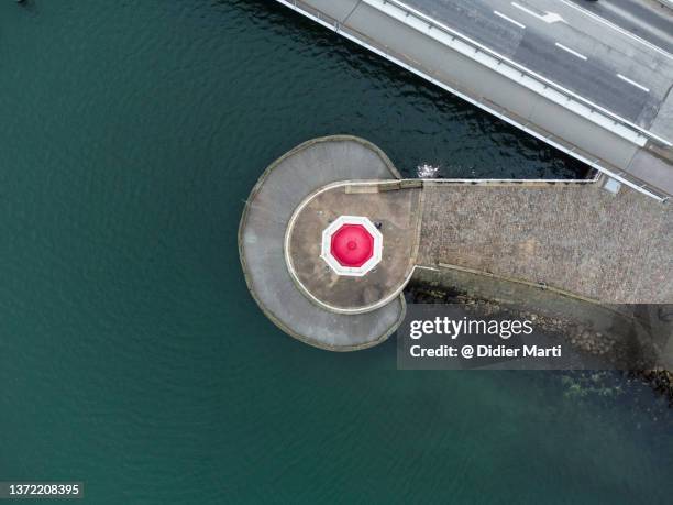 top down view of the malmo lighthouse in sweden - oresund region 個照片及圖片檔