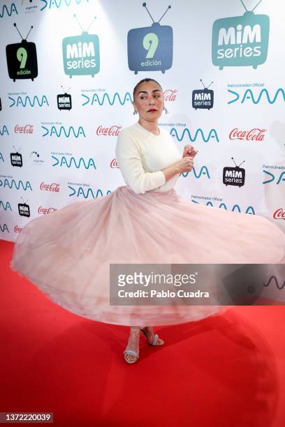 Spanish actress Candela Pena attends the MiM Series awards at Puerta de America Hotel on February 22, 2022 in Madrid, Spain.