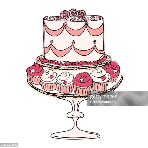 gekritzelter cupcake cake auf transparentem hintergrund - making a cake stock-grafiken, -clipart, -cartoons und -symbole