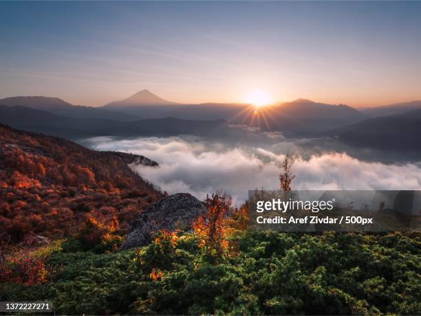 scenic view of mountains against sky during sunset,amol,mazandaran province,iran - amol stock pictures, royalty-free photos & images