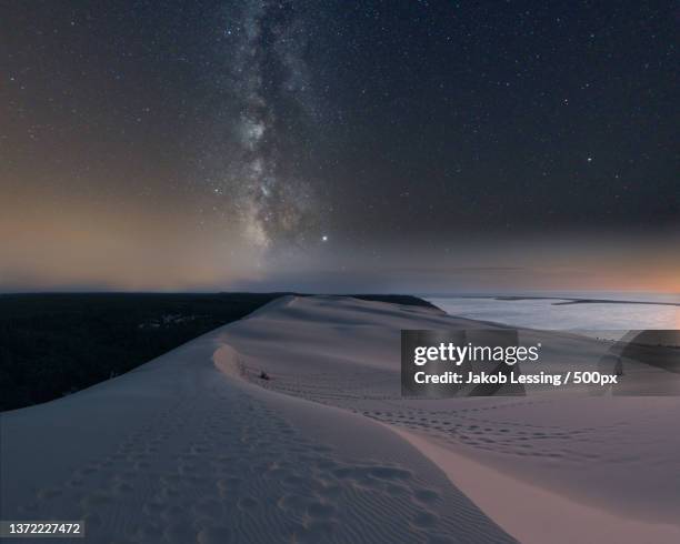 dune du pilat,scenic view of sea against sky at night,france - duna de pilat fotografías e imágenes de stock