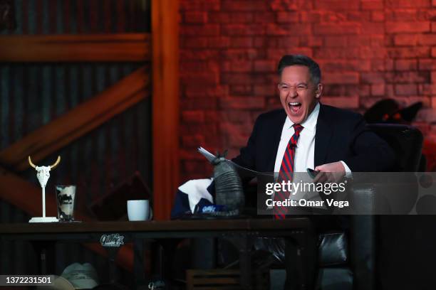 Fox News host Greg Gutfeld speaks during Fox News Channel's "Gutfeld!" Live In Dallas at Gilley's Dallas on February 22, 2022 in Dallas, Texas.