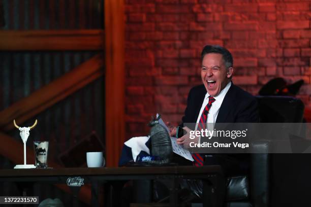 Fox News host Greg Gutfeld speaks during Fox News Channel's "Gutfeld!" Live In Dallas at Gilley's Dallas on February 22, 2022 in Dallas, Texas.