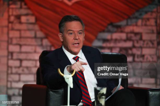 Fox News host Greg Gutfeld speaks during Fox News Channel's "Gutfeld!" Live In Dallas at Gilley's Dallas on February 22, 2022 in Dallas, Texas.