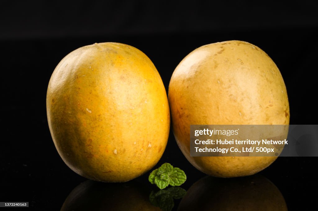 Golden Siraitia grosvenorii on a black background