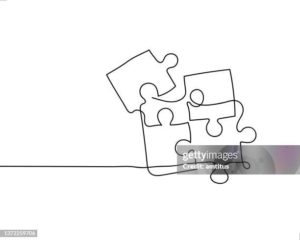 puzzle line art - puzzle stock illustrations