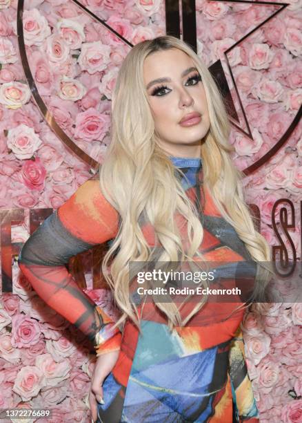 Tana Mongeau attends the Jeffree Star Skin Launch Party at Harriet's Rooftop on February 22, 2022 in West Hollywood, California.