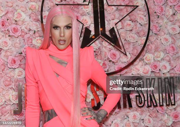 Jeffree Star attends the Jeffree Star Skin Launch Party at Harriet's Rooftop on February 22, 2022 in West Hollywood, California.