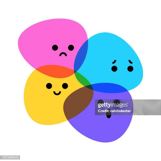 emoticons basic human emotions - love hate relationship stock illustrations