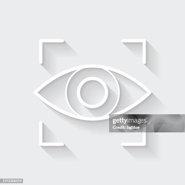 retinal scan. icon with long shadow on blank background - flat design - security camera isolated stock illustrations