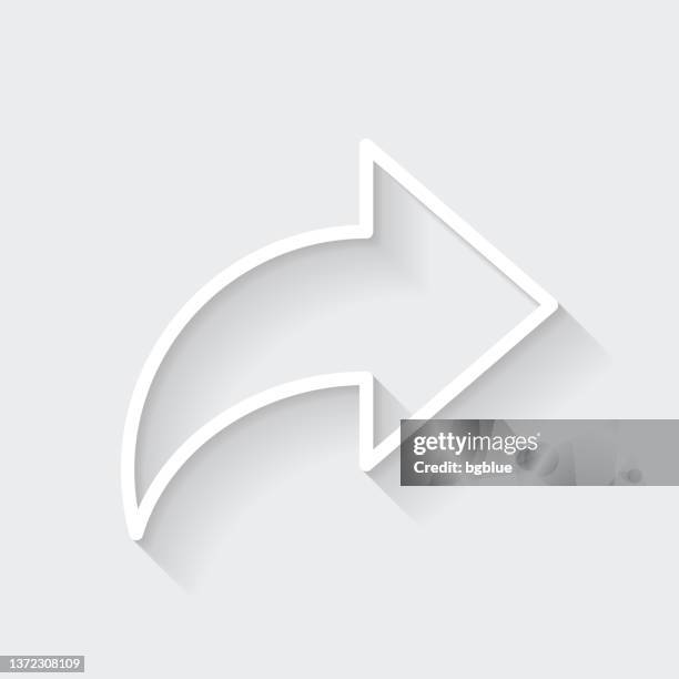 share. icon with long shadow on blank background - flat design - 3d double arrow stock illustrations