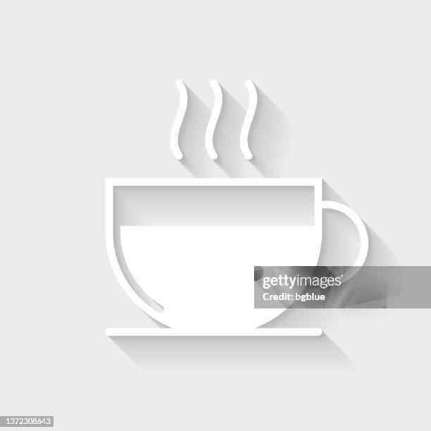 hot drink. icon with long shadow on blank background - flat design - coffee break stock illustrations