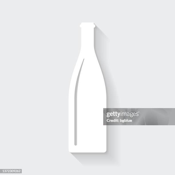 bottle. icon with long shadow on blank background - flat design - wine carafe stock illustrations