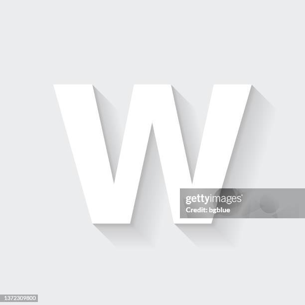 letter w. icon with long shadow on blank background - flat design - w and stock illustrations