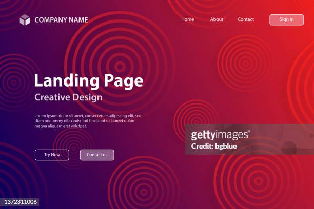 landing page template - abstract gradient background with red circles - magenta stock illustrations