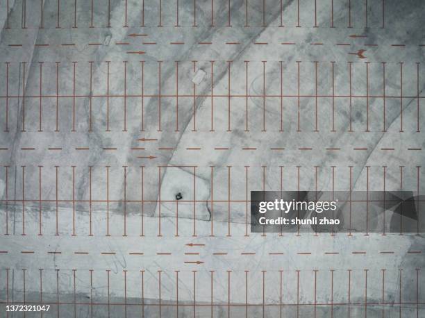 aerial view of empty parking lot - parking space stock pictures, royalty-free photos & images